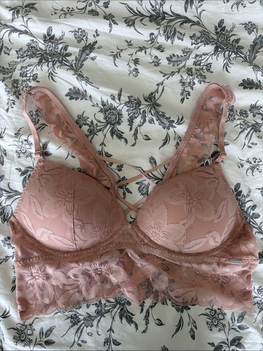 Victoria's Secret pink Dusty Rose Lace Longline Bra